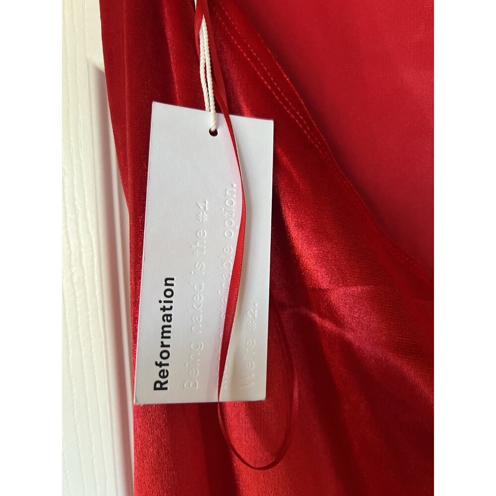 NWT Reformation Merel Velvet Midi Dress in Cherry Red Size XL Low Back NEW - Picture 7 of 9